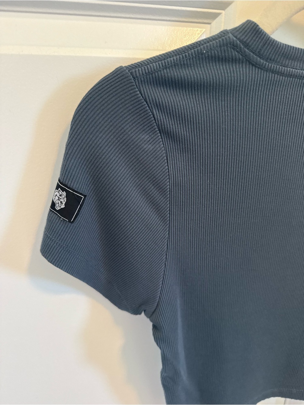 DarcSport Wolves Blue Ribbed Crop Tee - Picture 3 of 4